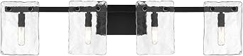 Savoy House 8-8204-4-BK Genry Coastal Farmhouse Handmade Water Glass Bathroom Vanity Wall Light, 4-Light 240 Total Watts, 8" H x 35" W, Matte Black