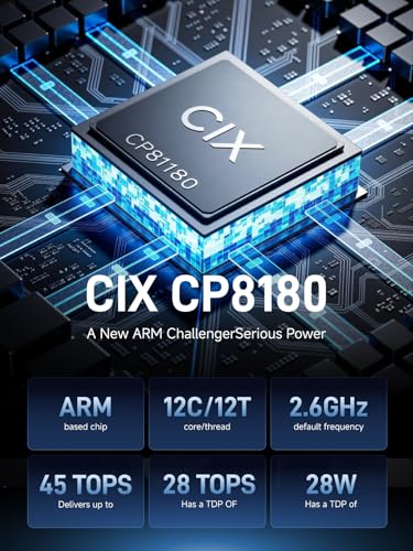 Image of MINISFORUM MS-R1 ARM Mini Workstation with UEFI Boot CIX CP8180(12C /12T, up to 2.6GHz), 45 Tops, 64GB ECC LPDDR5 NO SSD Mini PC, PCIe x16 Slot, 2X 10GbE LAN, HDMI /2xUSB-C Triple Display, VM & Docker