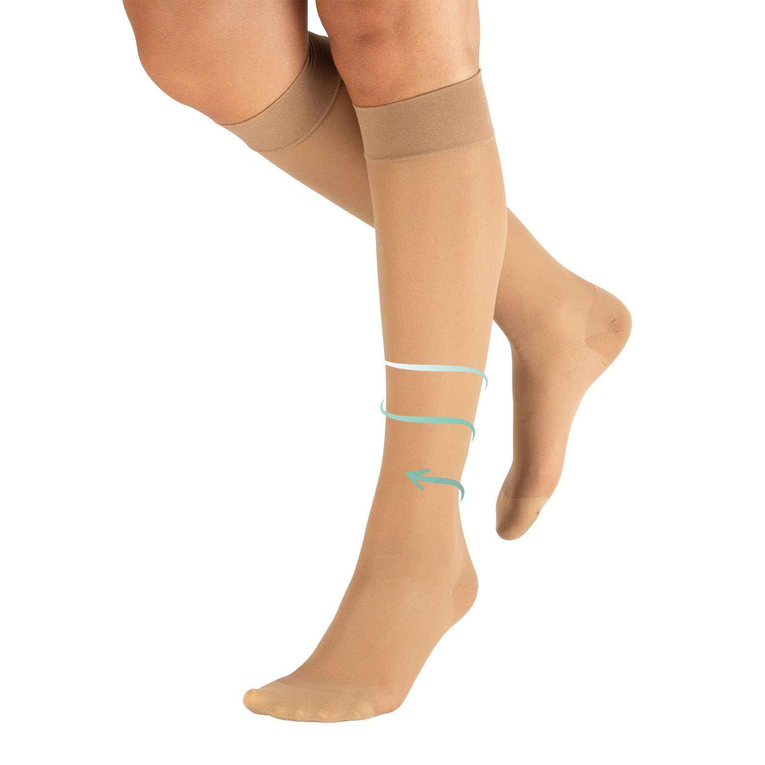 CALZITALY Gambaletti Compressione Graduata Forte 140 DEN, 18-22 mmHg Made in Italy Beige L-XL