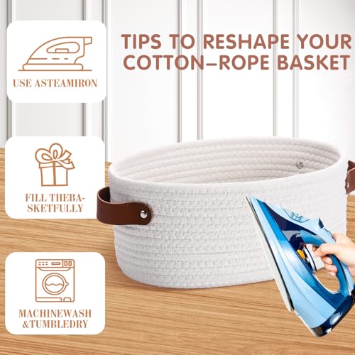 Image of Colingmill 3 Pack Easter Small Woven Basket for Gifts with Handles Clear Bags and Ribbons Empty Storage Basket Decorative Chest Box for Easter Wedding Present(White,12 inchx 8 inchx 5 inch)