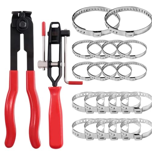 Pince a Collier Cardan Durite, Pince Collier de Serrage Echappement, Ensemble de Pinces et Colliers de Serrage en Acier Inoxydable 304, Comprenant des Pinces...