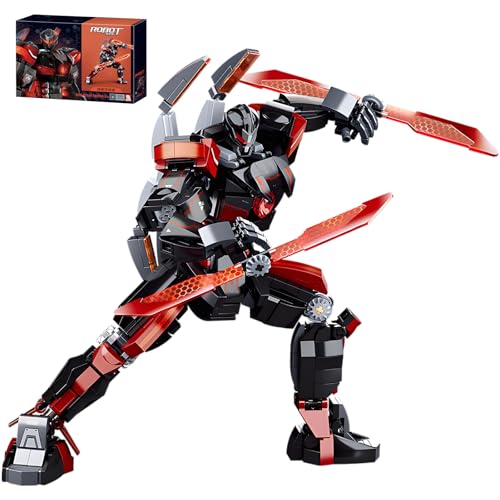 Image of Black Wanderer Mech Building Set 585 Pieces Dark Robot Action Figure with 2 Weapon Modes Ronin Destroyer Model Kit Anime Gift for Adults Teens