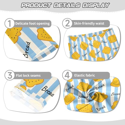 senya Girls Printed Leggings Yoga Pants Striped Background Bread Pattern for Kids in 4t to 10 Years, 4T3