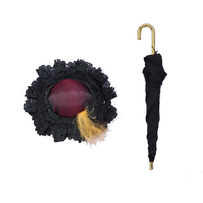 SXFSE Dollhouse Decoration Accessories, 1:12 Dollhouse Miniature 2 Pcs Mini Umbrella Hat Travel Set
