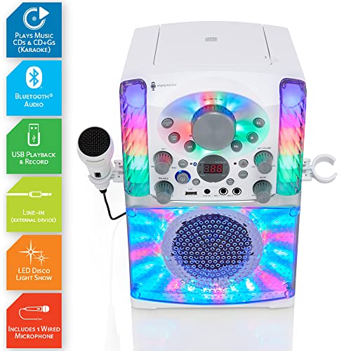 Singing Machine Sml625Btwd Karaoke Machine, Portable Bluetooth Cd+G Karaoke System, White #TOP1