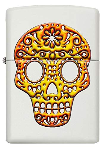 Encendedor de bolsillo Zippo Sugar Skull blanco miniatura 2