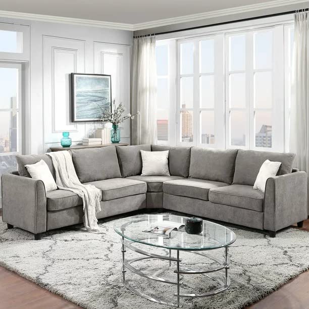 Castillo 4 Seater Fabric L Shape Sectional Sofa for Living Room (Grey)-image-20