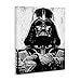 Stupell Industries Black and White Star Wars Darth Vader Distressed Wood Etching, Design by Neil Shigley Wall Art, 16 x 20, Kids Room, Gallery Wrapped Canvas