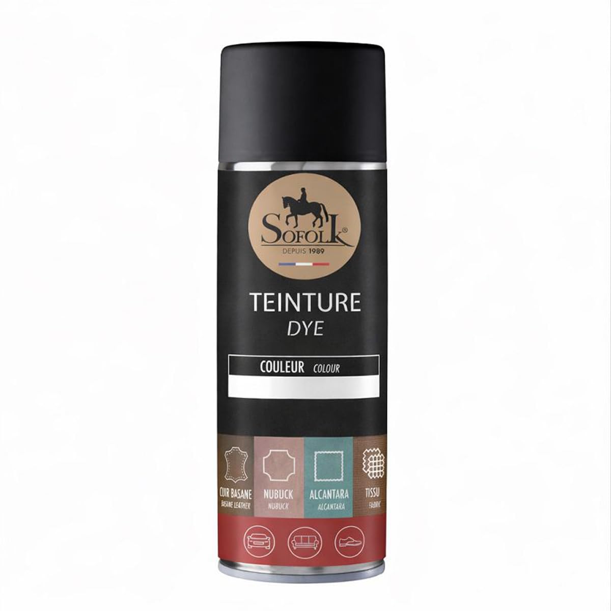 SOFOLK DEPUIS 1989 Teinture pour Basane, Alcantara, Nubuck, Tissu : canapé, sièges Auto, Chaussures (NOIR)