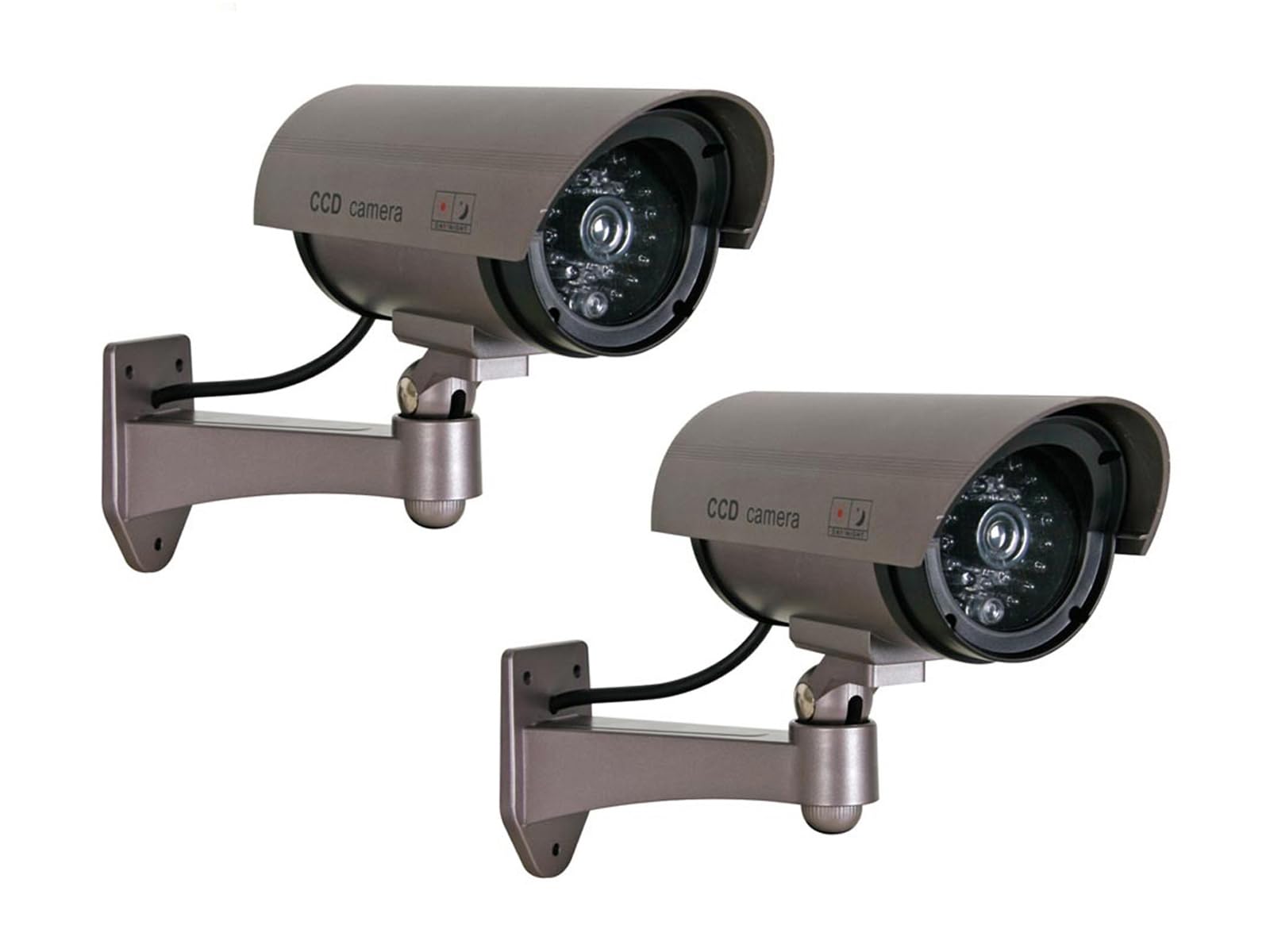 Velleman Lot de 2 caméras factice avec LED infrarouges et LED rouge - Résistant aux intempéries - Matériel de montage inclus