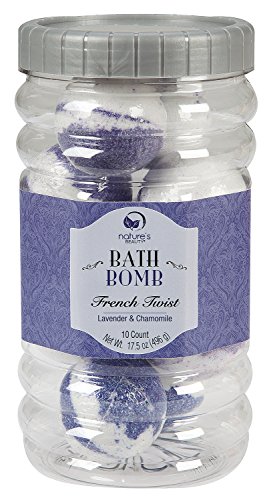 Nature's Beauty French Twist Bath Bomb Gift Set, Spa Bomb Fizzies, Non-staining, Natural Ingredients, Best Gift for Girlfriends, Women, Lavender & Chamomile, Pack of 10, 17.5 Oz