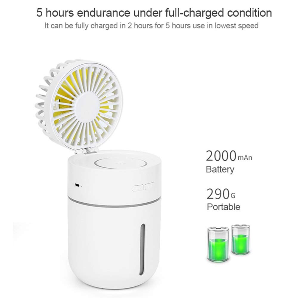 Wentylator biurkowy USB rozpylacz wody mgła cichy wentylator LED światło 2000 mAh USB akumulator nawilżacz biurko klimatyzator elektryczny mini przenośny (kolor: niebieski)