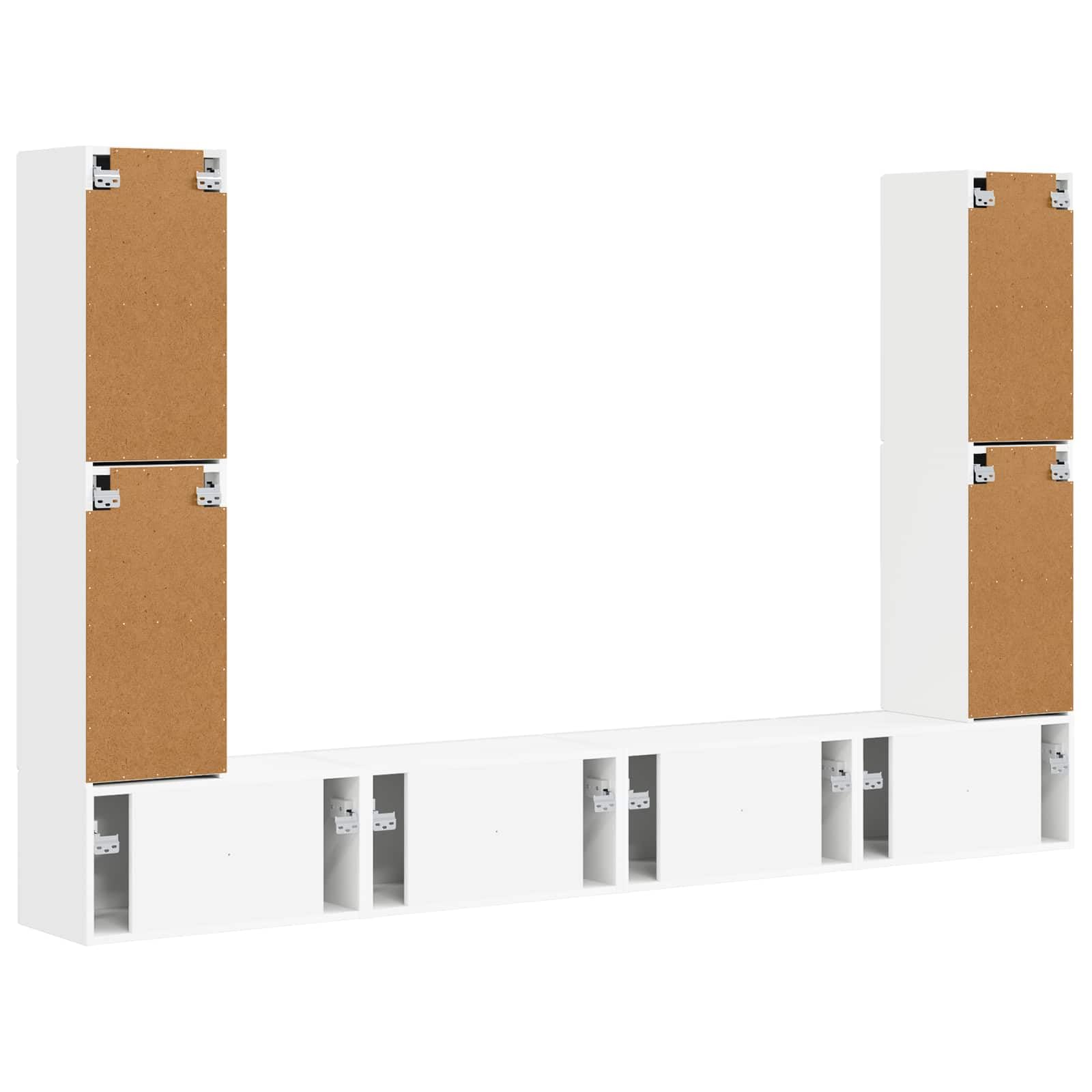 Set Mobile TV 8 Pezzi Bianco Legno Multistrato 31x30x60 Cm | 8 Pezzi, 4 Da 31x30x60 Cm E 4 Da 60x31x29,5 Cm, Armadio TV Con Scomparti E Cassetti, Per Soggiorno