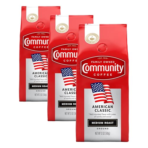Image of Community Coffee American Classic Ground Coffee, Medium Roast, 12 Ounce Bag (Pack of 3)