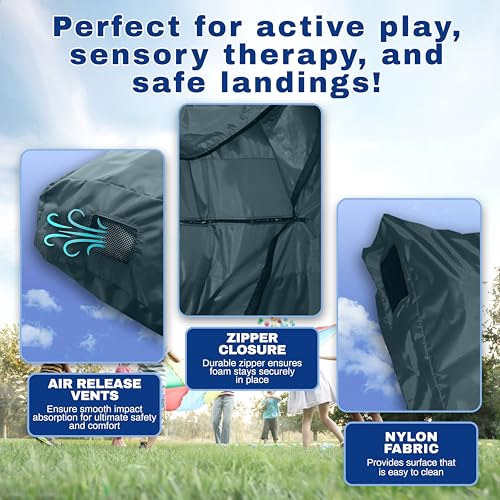 Skil-Care Crash Pad, Crash Pads for Kids Sensory Room Equipment, Sensory Crash Mat, Soft Foam Landing Zone for Sensory Input, Bean Bag Alternative for Reading and Relaxation, 3'x4' 5'x5' 6'x6' 8'x8'