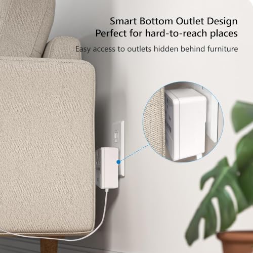 Image of MX 70W Universal Travel Adapter UK Plug with Dual USB-C PD Ports, GaN Fast Charger, International Plug Adapter with Universal AC Socket for Laptop, MacBook, iPhone, iPad, Tablet - White