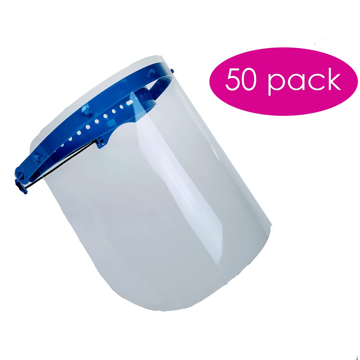 proSPORT 50 Pack Dark Blue Flip Up Face Shield Clear Transparent Mask Protection Against Spray Splash Adjustable Polished Frame