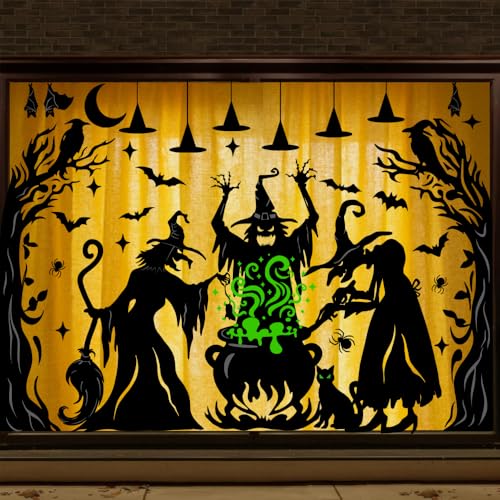 XIMISHOP 6 Stück Halloween Hexe Fensteraufkleber,Große Horror Selbstklebende Fenster Aufkleber Böse Hexe und Halloween Spinne Window Sticker Für Spiegeln XIMISHOP 6 Stück Halloween Hexe Fensteraufkleber,Große Horror Selbstklebende Fenster Aufkleber Böse Hexe und Halloween Spinne Window Sticker Für Spiegeln