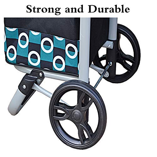 Zusammenklappbarer Einkaufswagen, leicht, wasserdicht, Lebensmittel-Rollwagen mit Schwenkrollen, Einkaufstrolley, kein… – Bild 3