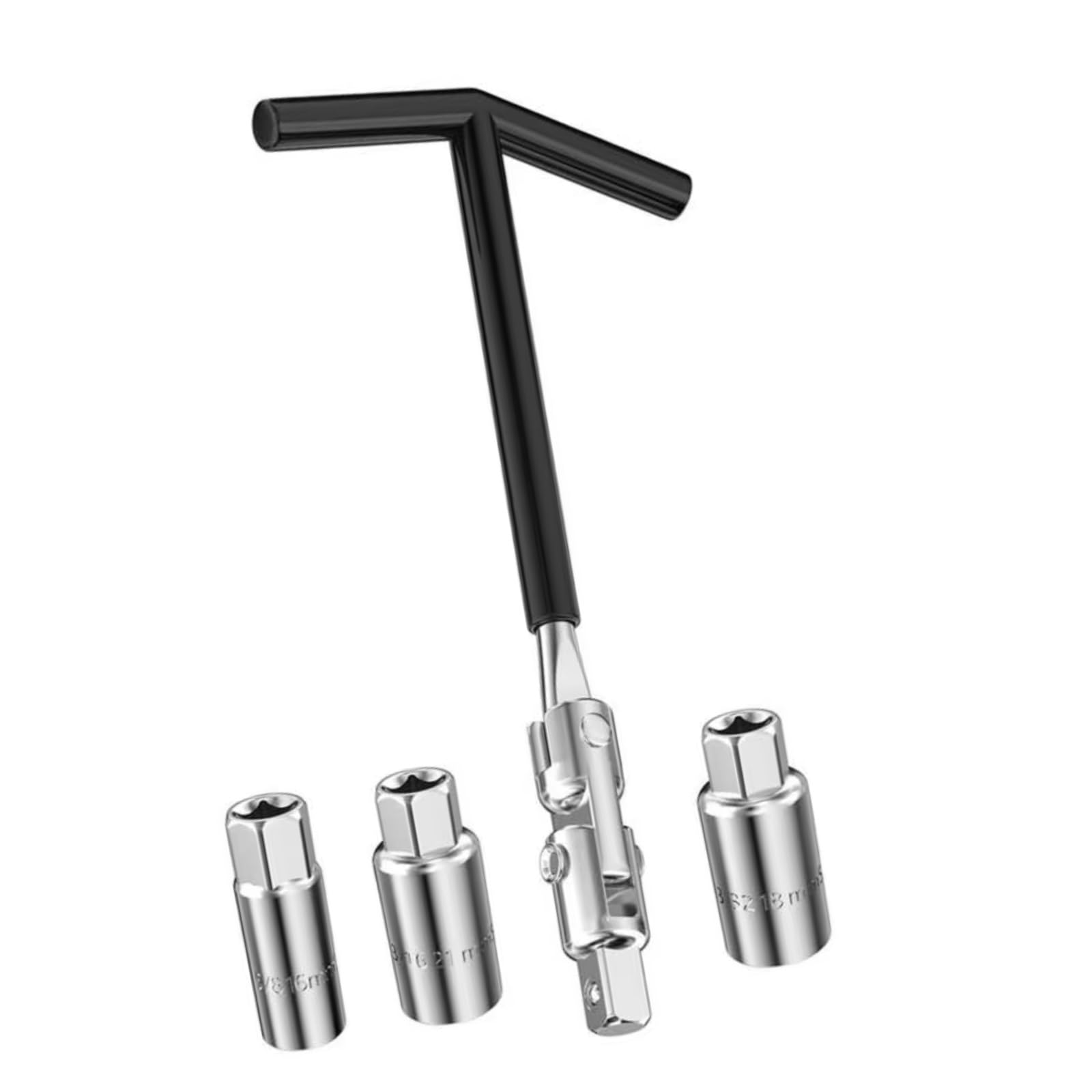 4-częściowy klucz do świec zapłonowych Heavy Duty do świec zapłonowych 16 mm, 18 mm i 21 mm, zestaw nasadek z uchwytem T