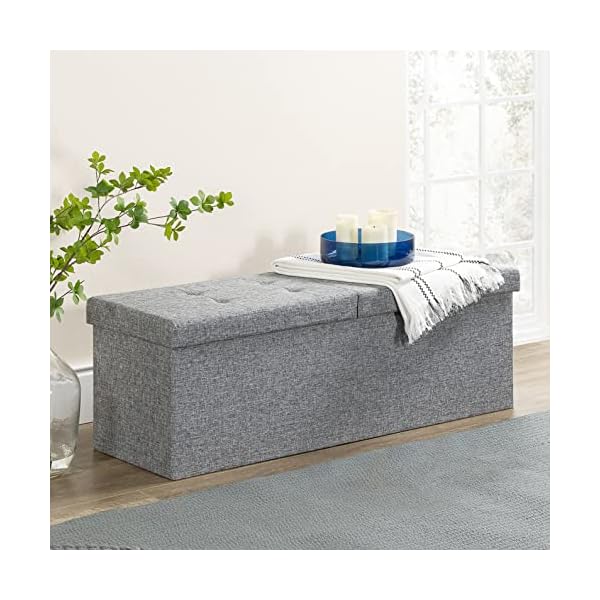 Otto & Ben 45" Storage Ottoman with SMART LIFT Top, Upholstered Tufted