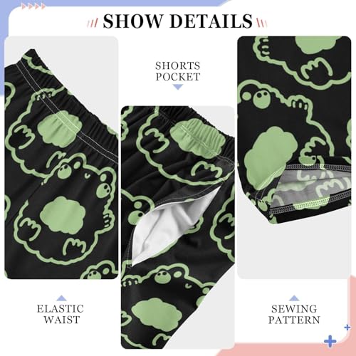 Boys' Pants Cute Frogs Doll Green Line Long Bottoms Jogger Pants Elastic Waist Trousers with Pockets S-XL4