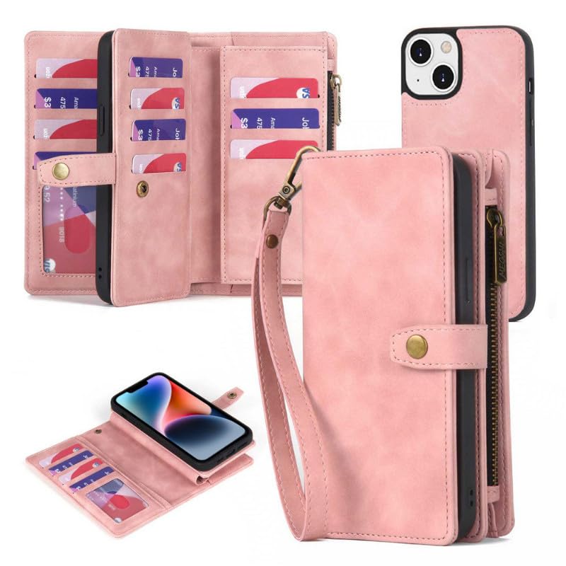 Étui iPhone 11 Pro en cuir supérieur rose à coque amovible chic