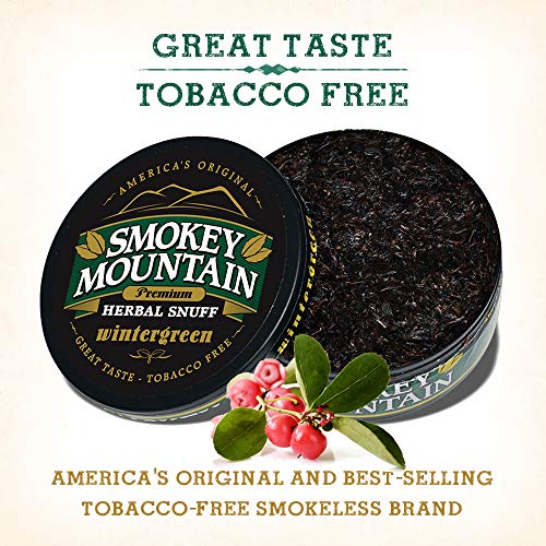 Smokey Mountain Herbal Snuff - Wintergreen - 10-Can Box - Nicotine-Free and Tobacco-Free
