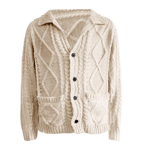 Cardigan Tejido con Botones y Cuello Alto Beige miniatura 1