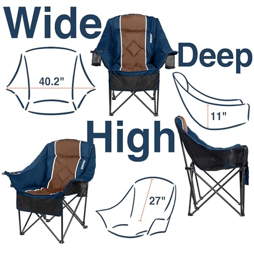 Silla de Camping Sobredimensionada para Adultos USKAU con Capacidad de 400 lbs, Plegable con Acolchado y Porta Vinos, 2 Porta Vasos y Bolsillos Laterales, Bolsa de Transporte Portátil miniatura 4