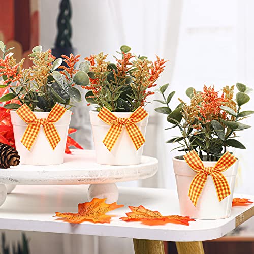 Décoration florale eucalyptus en pot style automne à étages - 5