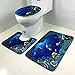 Haokaini 3Pcs/Set 3D Dolphin Print Bathroom Rug Set Anti-Slip Absorbent Bathroom Rug + U-Shaped Toilet Mat + Toilet Seat Cover