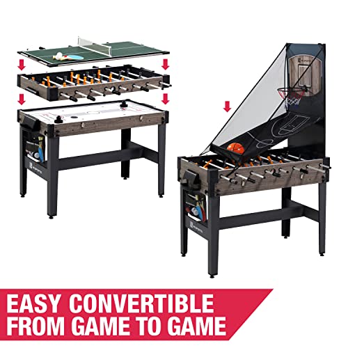 MD Sports 48 Inch 4 in 1 Air Powered Hockey, Foosball, Basketball, and Table Tennis Combination Game Table with Included Game Accessories - Thumbnail 4
