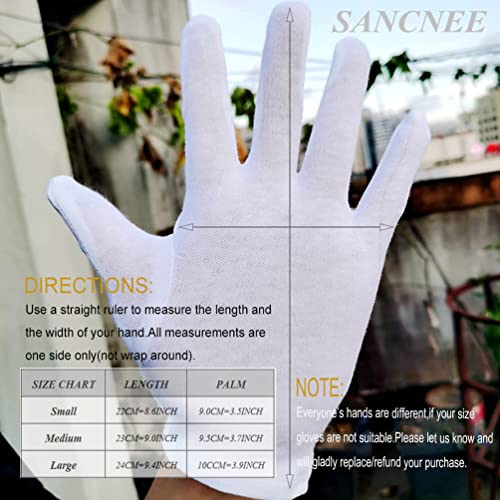Sancnee 12 Pairs Moisturizing Gloves, Soft White 100% Cotton Gloves For Dry Hands, Eczema, Medium #TOP1