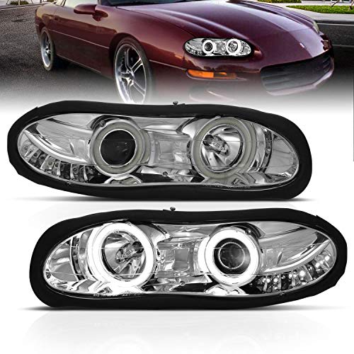 AmeriLite LED Halo Projector Headlights for 1998-2001 Chevy Camaro