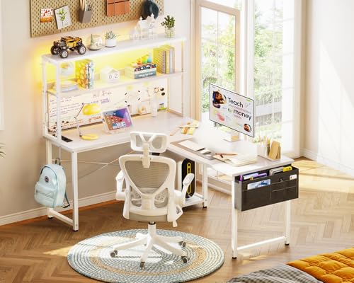 Variante de Coleshome escritorio.gaming en L 135×100 cm Blanco