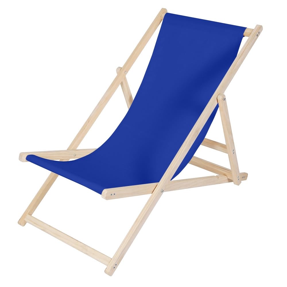 Melko Tumbona plegable de madera para jardín, color azul oscuro
