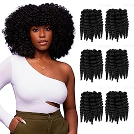 Darling Flexi Rod Curls 6X Crochet Hair Extensions, (3 packs of 2x per pack), Natural & Soft Texture, Fluffy Wand Curl, 14 Inch, 1B