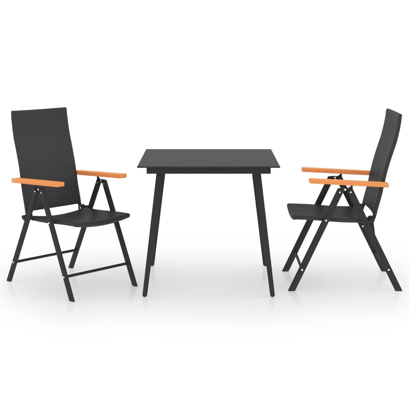Homgoday Juego de muebles de jardín de 3 piezas, juego de muebles de jardín, muebles de jardín, mesa de jardín con silla, muebles de balcón, juego de comedor, juego de jardín, color negro y marrón #1