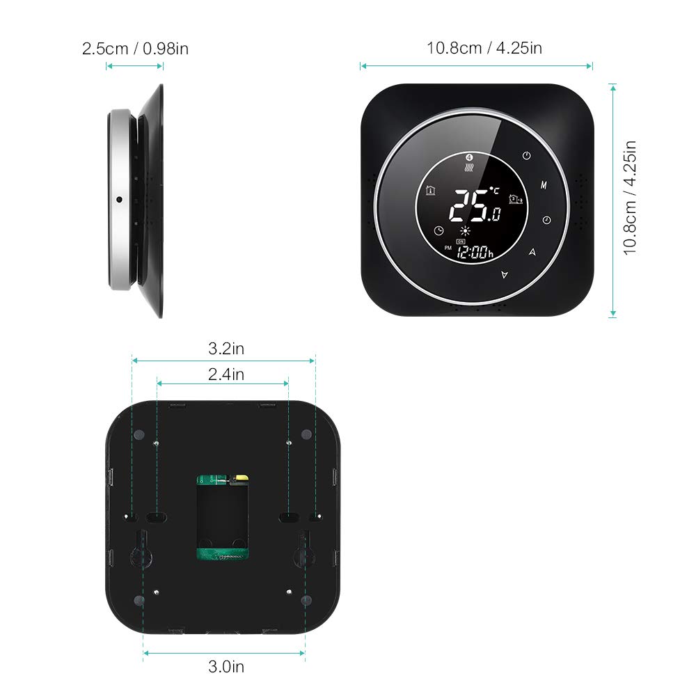 95-240 V Wi-Fi Smart Termostato programmabile 5 + 1 + 1 Sei periodi Controllo vocale APP Retroilluminazione Scaldabagno LCD Regolatore termico compatibile con Amazon