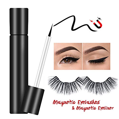 Suntee Magnetic Eyeliner with Magnetic False Eyelashes Set, Waterproof/Smudge Proof/Reusable Ultra Thin Magnetic Eyelashes, Natural Look No Glue False Lashes