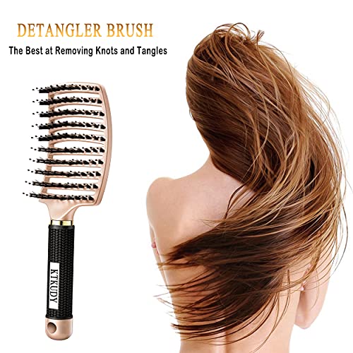 Ktkudy Detangling Brush Getting Knots Out Without Pain - Boar Bristles Hair Brush Make Hair Shiny & Healthier Vented Detangler Brush For Women Men Kids Wet And Dry Hair thumb #2
