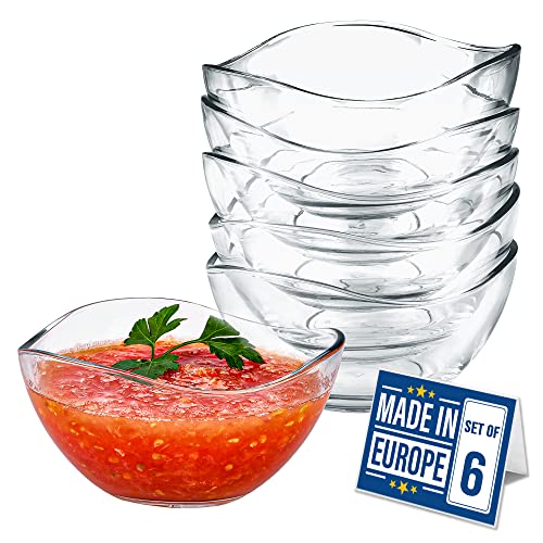 CRYSTALIA Premium Glas Dessertschalen Set 6, 310ml 100% BLEI FREI Stabelbare Glasschalen, Dessertgläser, Dessertbecher, Puddingschalen, Saucenschalen, Servierschalen, Soßenschalen, Obst-Servierschalen