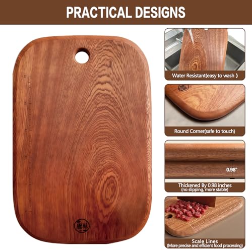 Tabla de cortar rectangular de madera sólida 39.9x27x3 cm miniatura 7