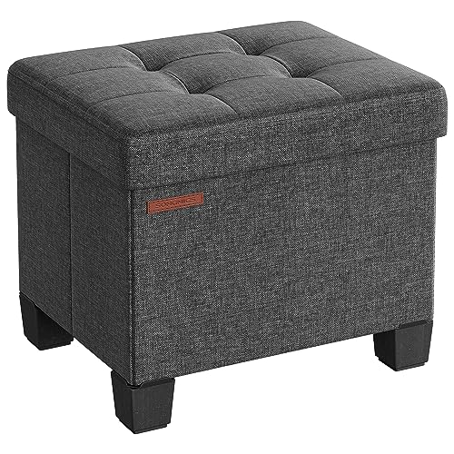 SONGMICS Storage Ottoman, Small Ottoman Foot Rest with Legs, 12.6 x 15.8 x 13.2 Inches Foot Stool, Load up to 660 lb, for Living Room, Bedroom, Dorm, Slate Gray ULSF012G01 Dark Gray 12.6"D x