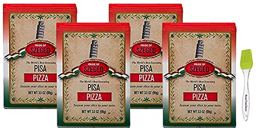 Pride Of Szeged Pizza Seasoning, Italian Spice Blend, 3.5 oz (Pack of 4) Bundle with PrimeTime Direct Silicone Basting Brush in a PTD Sealed Bag
