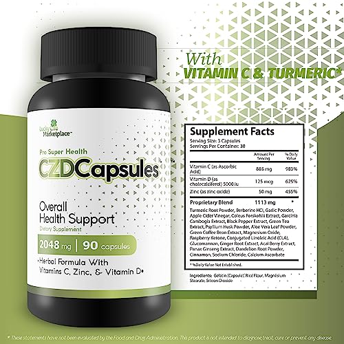 Pro Super Health Czd Capsules - Alternative Overall Health & Immune Support Supplement - Holistic Herbal Formula With Vitamin C, Vitamin D, Zinc - Promote Blood Health, Joint Health, Cognitive Health #TOP5