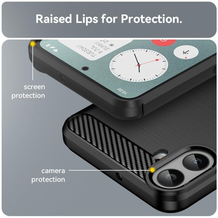 Image of NPRC Hybrid Ultra Slim Protective Case TPU Non-Slip Carbon Fiber Texture Shockproof Case Cover for CMF Phone 1 - Black