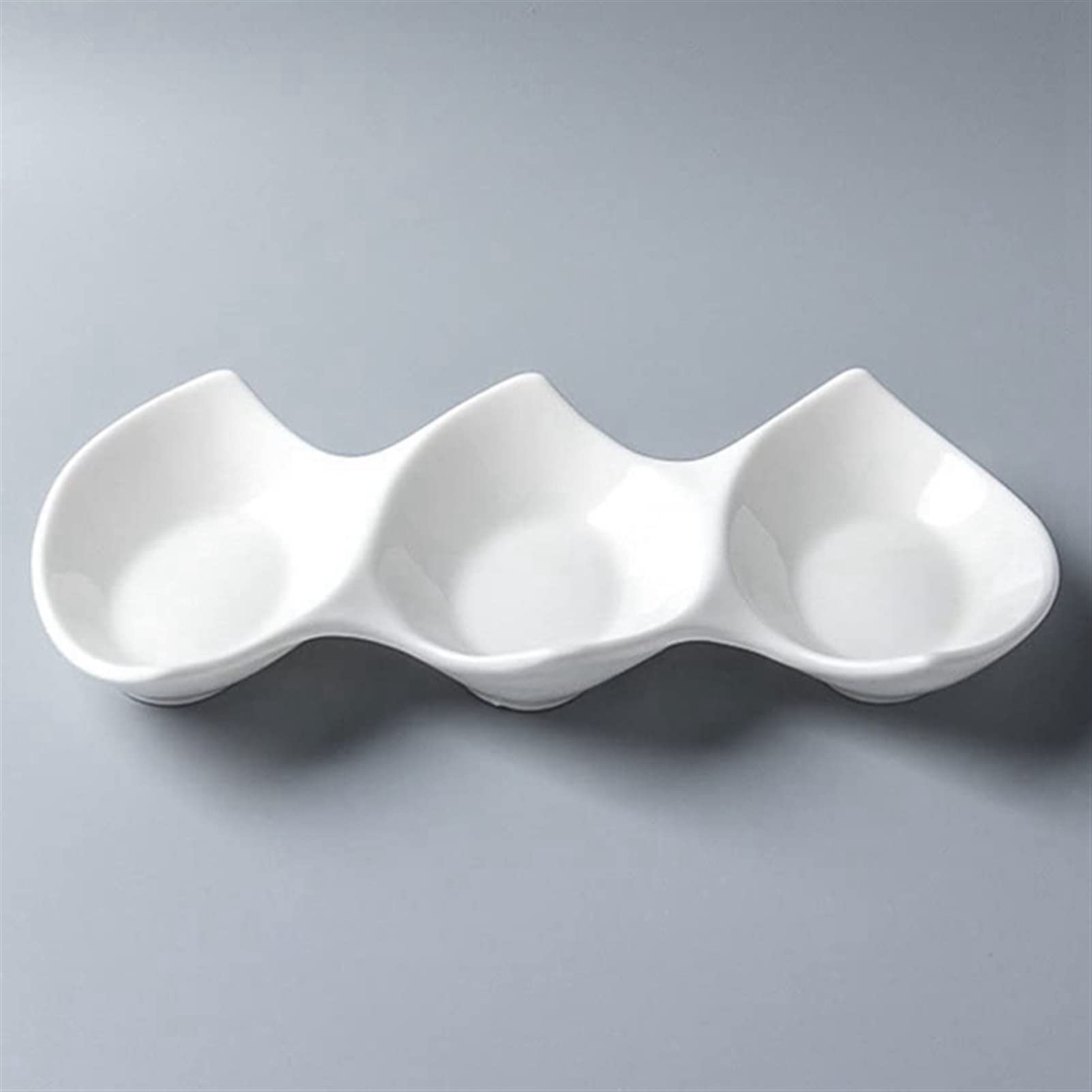 Cuenco de cerámica para ensaladas, plato para salsas, cuenco triple de doble punta, cuenco de cerámica para aperitivos, cuenco para platos de acompañamiento para restaurantes de hoteles, cuenco para