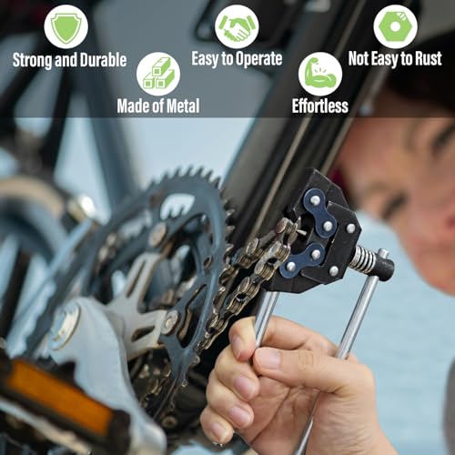 Image of Roller Chain Breaker Cutter Chain Connecting Holder Puller Set Fit for #25-#60,415H,428H,520,530 Chain, Roller Chains Replacement Tools for Bicycle Motorcycle Go Kart ATV